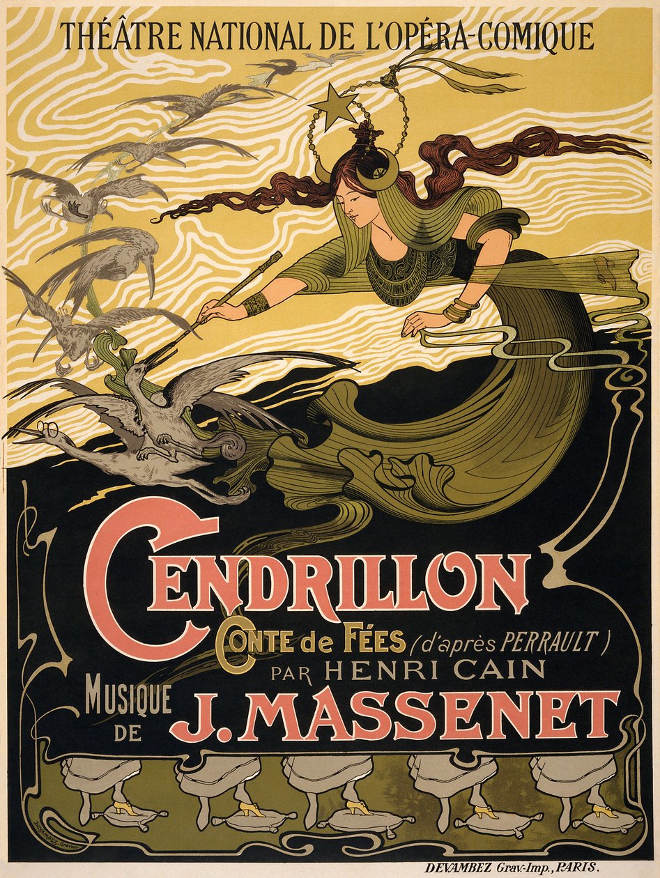 Plakat til Operaen Cendrillon af Jules Massenet af Émile Bertrand