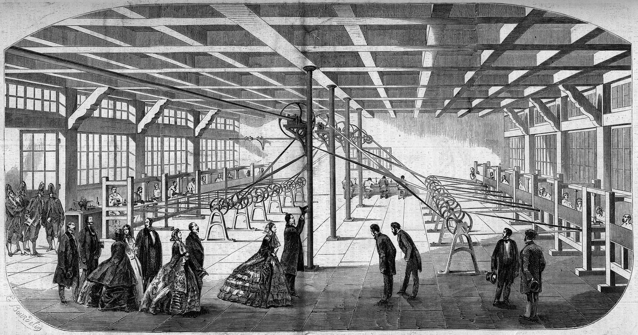 Indvendigt billede af herrerne Gaensly og Bernards diamantskæring nær Maine-barrieren i 1859 under besøget af Napoleon III (1808-1873) og impress Eugenie (Eugenie de Montijo) af Emile Bourdelin