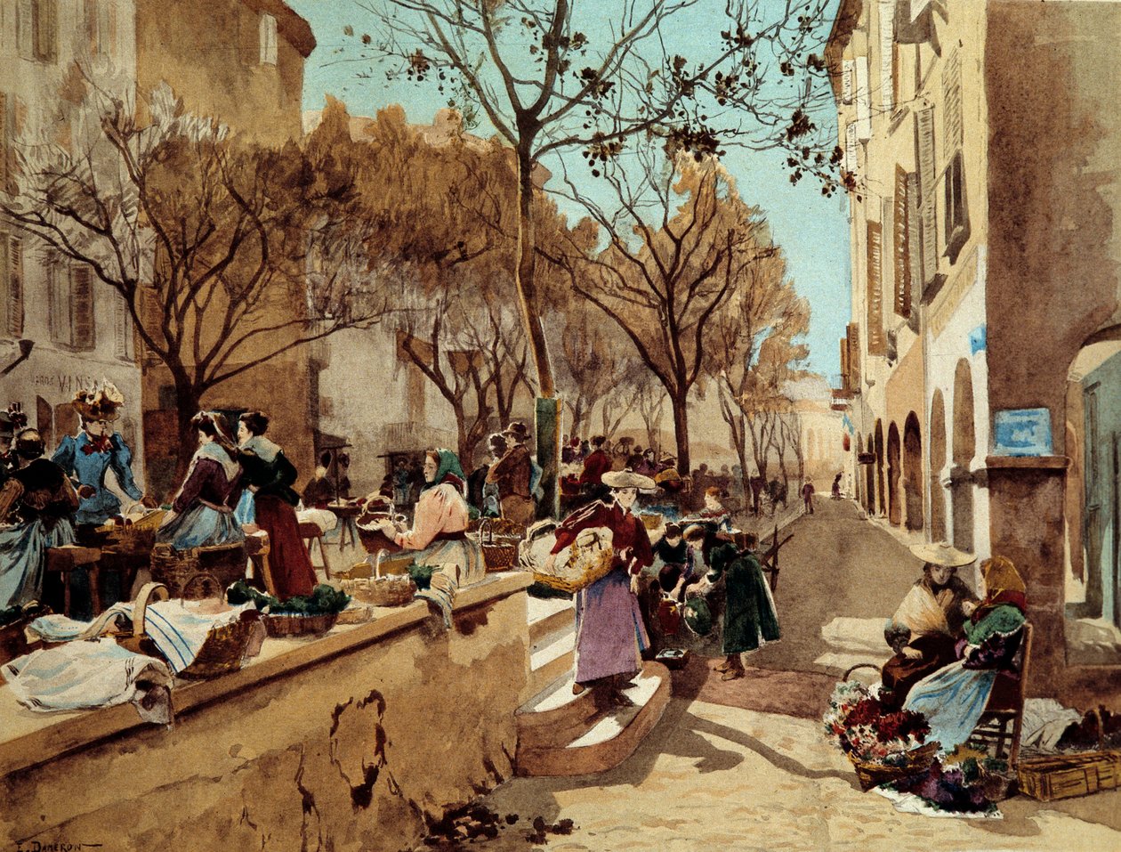 A Day of Walking in Provence i det 19. århundrede Maleri af Emile Charles Dameron (1848-1908) Sent i det 19. århundrede Paris, dekorativ kunst af Emile Charles Dameron