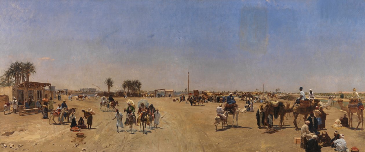 Qasr al-Nil-broen i Kairo af Emile Charles Wauters