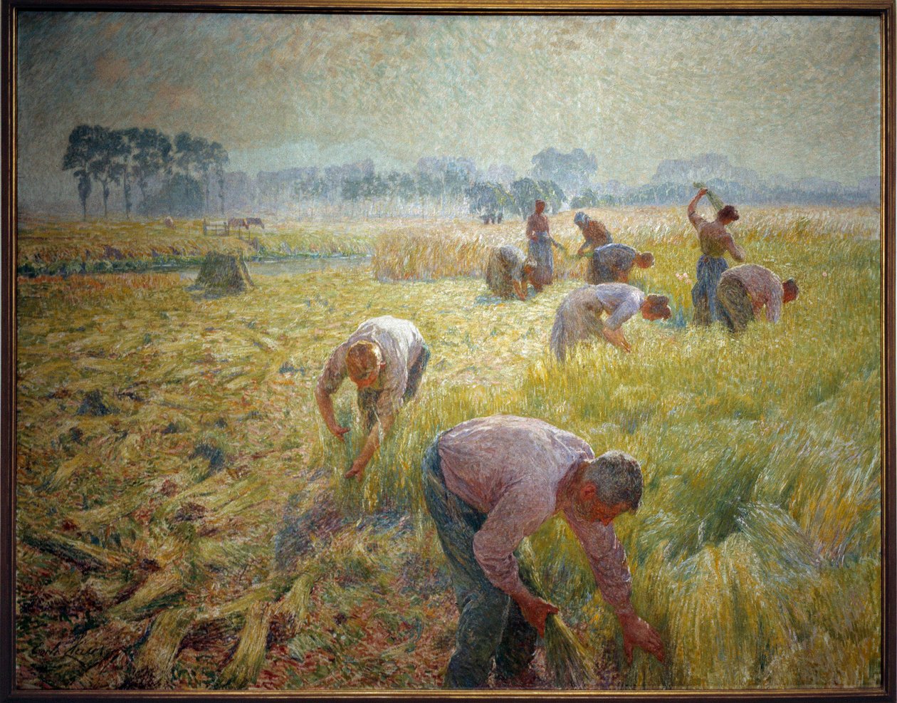 La collolte du linen Maleri af Emile Claus (1849-1924) 1904 søn. 1,56 X 2,01 m Bruxelles, Royal Museum of Fine Arts af Emile Claus