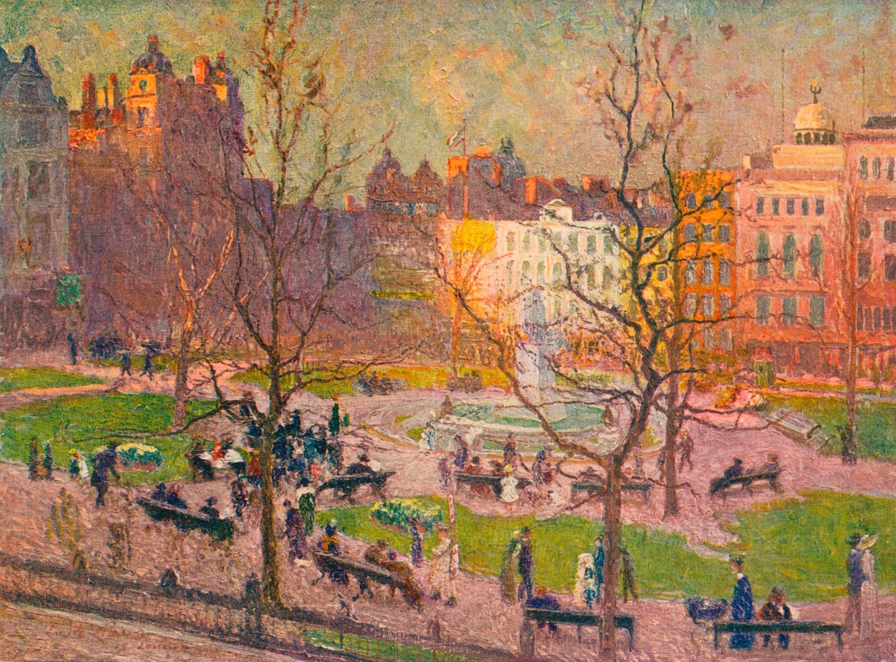 March Sunshine, Leicester Square, c1914 af Emile Claus