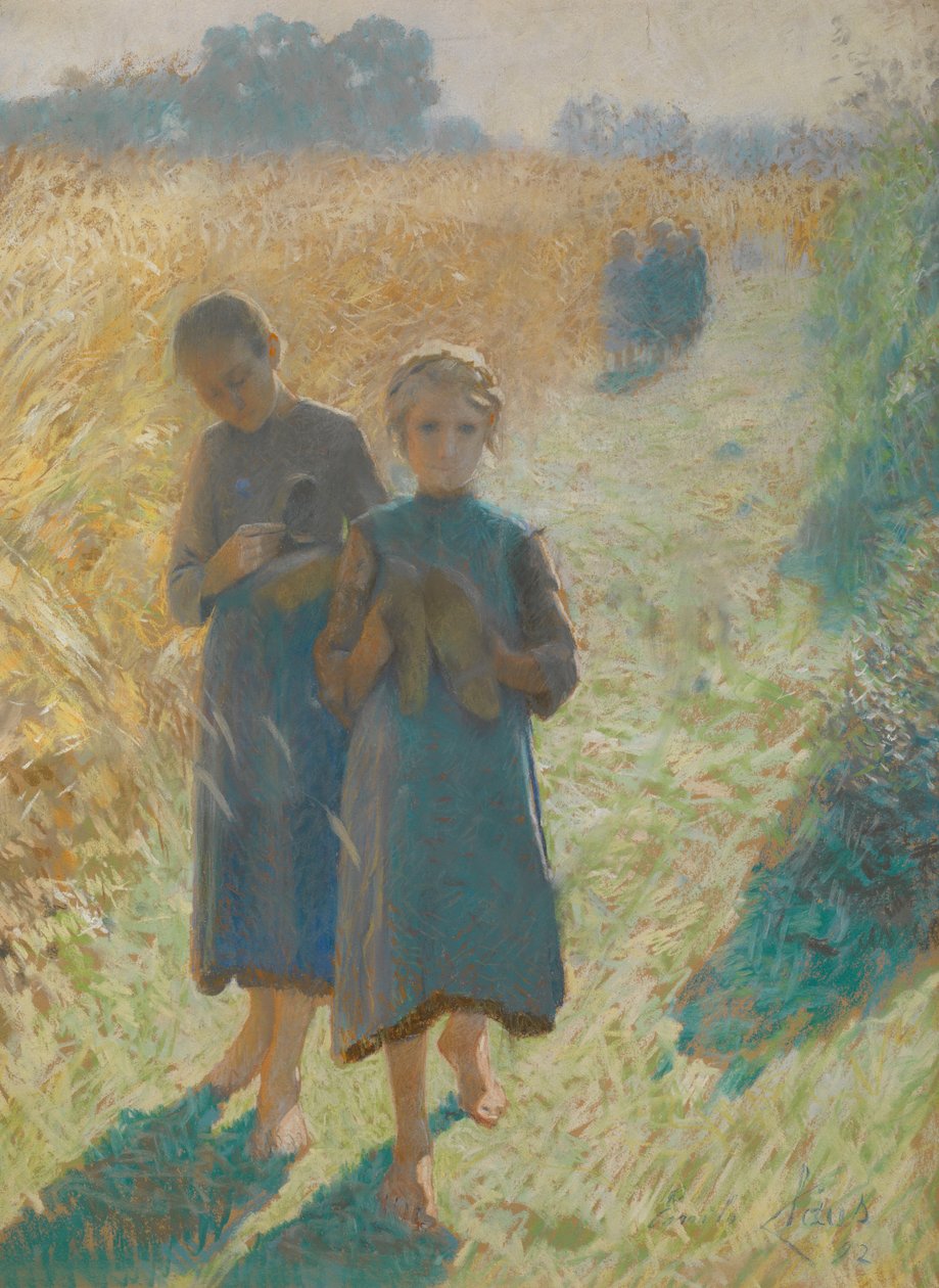 Piger på marken af Emile Claus