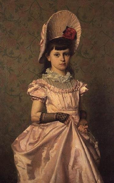 Portræt af en pige i pink af Emile Claus