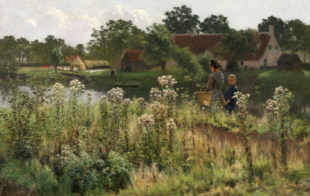 The River Lys at Astene, ca. 1885 (olie på lærred) af Emile Claus