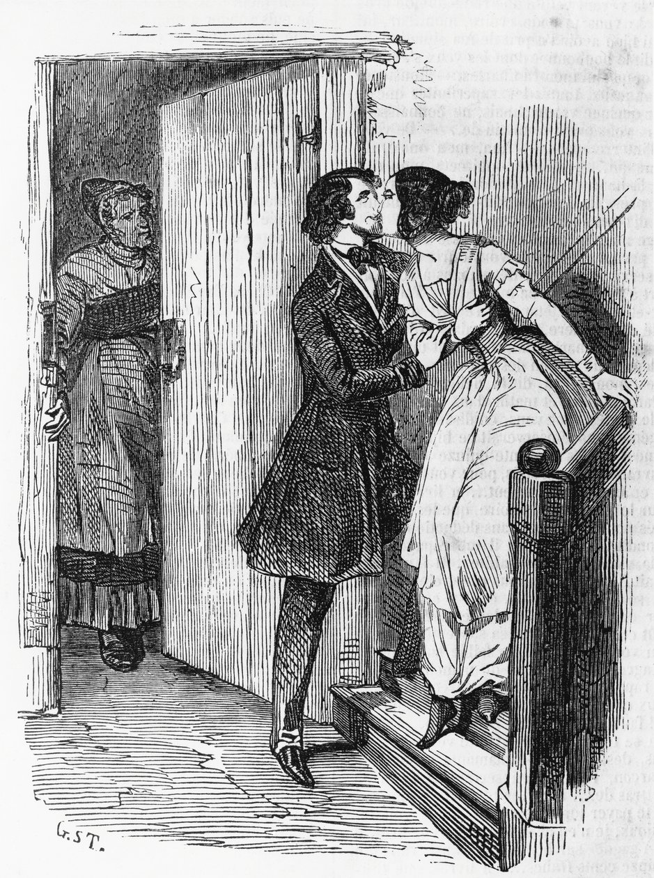 Illustration til Eugenie Grandet, roman af Honore de Balzac (1799-1850) fra samlingen i flere bind med titlen Human Comedy, gravering af Emile Deschamps (1822-1893) af Emile Deschamps