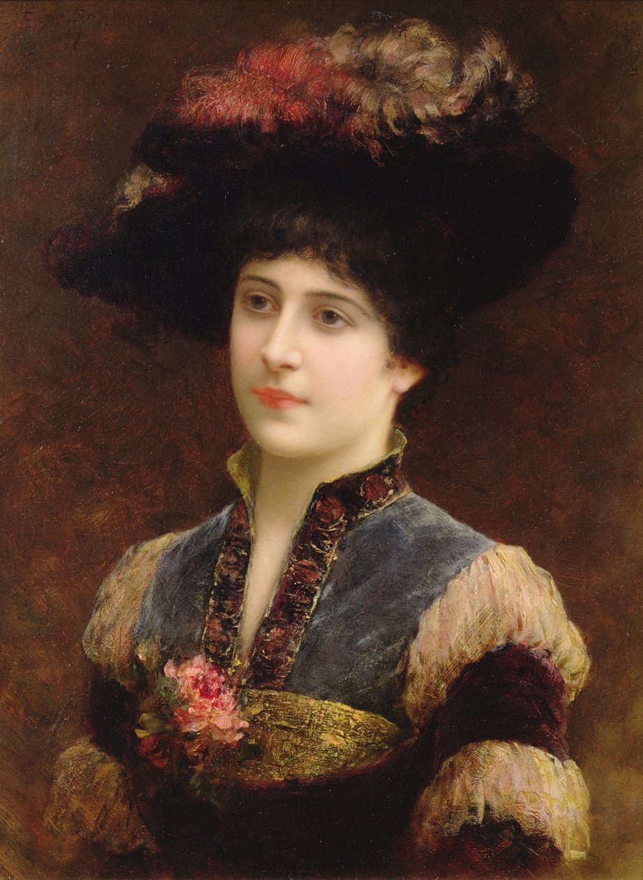 Lady in a Hat, 1887 af Emile Eismann Semenowski