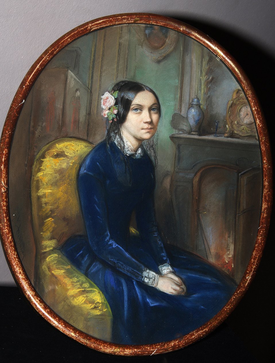 Portræt af Idalia Poletika (?) (Portræt af I. Poletika). Værk af Emile Francois Dessain (1808-1882), akvarel og pastel på papir af Emile Francois Dessain