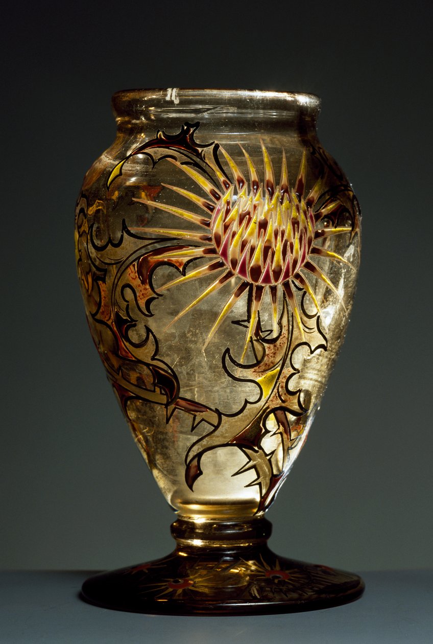 Vase af røget glas med emaljedekorationer, ca 1890, af Emile Galle, Nancy, Frankrig af Emile Galle