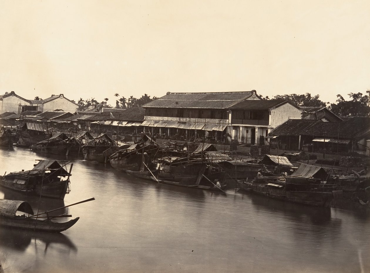 Udsigt over den kinesiske by Cholen-ark nr. 3, Saigon, Cochinchina, 1866. af Emile Gsell