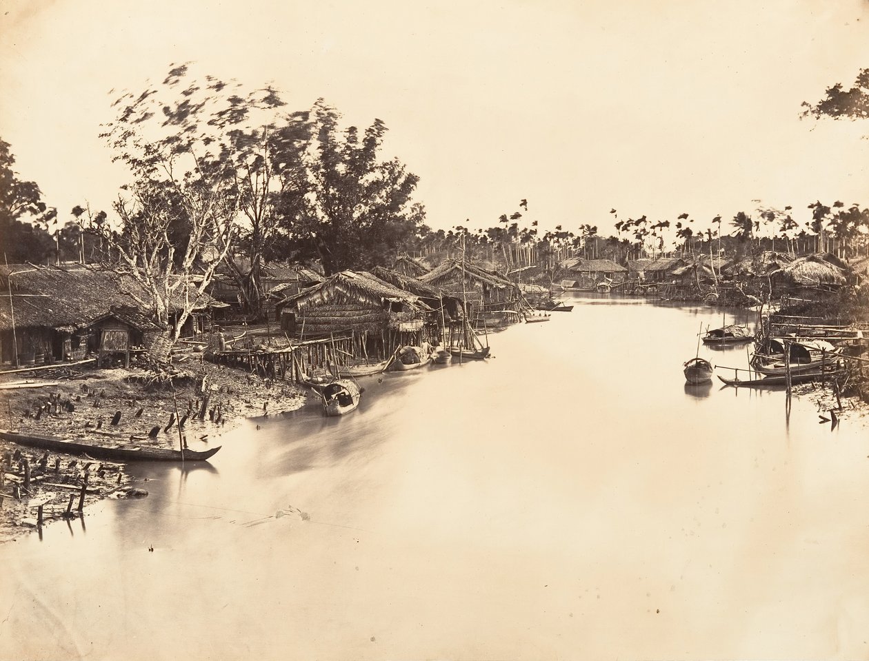Udsigt over den kinesiske by Cholen-ark nr. 6, Saigon, Cochin Kina, 1866. af Emile Gsell