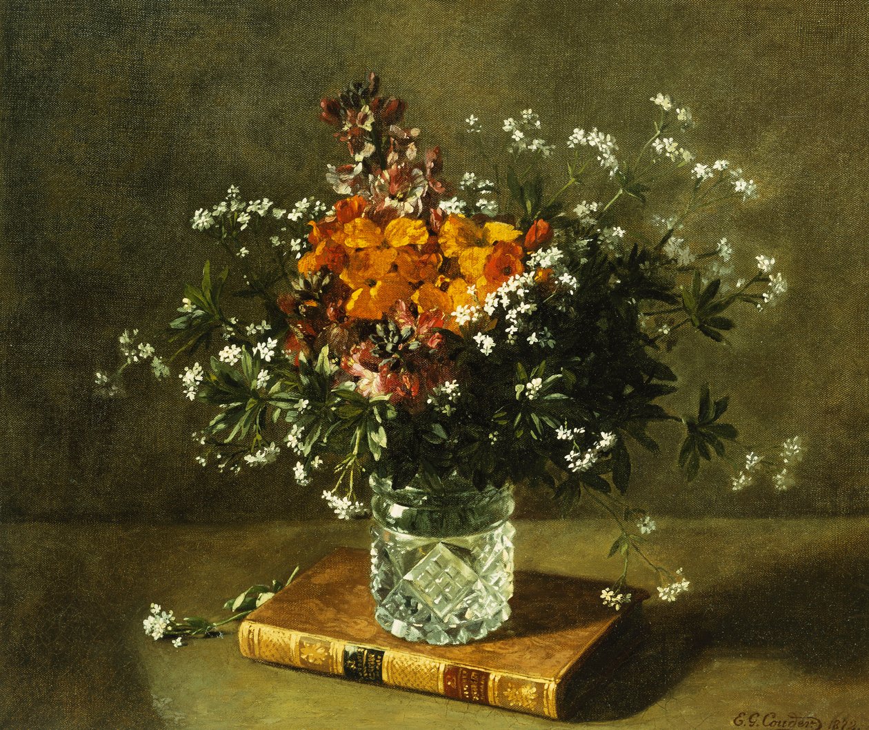 Et blomsterstilleben, 1872 af Emile Gustave Couder