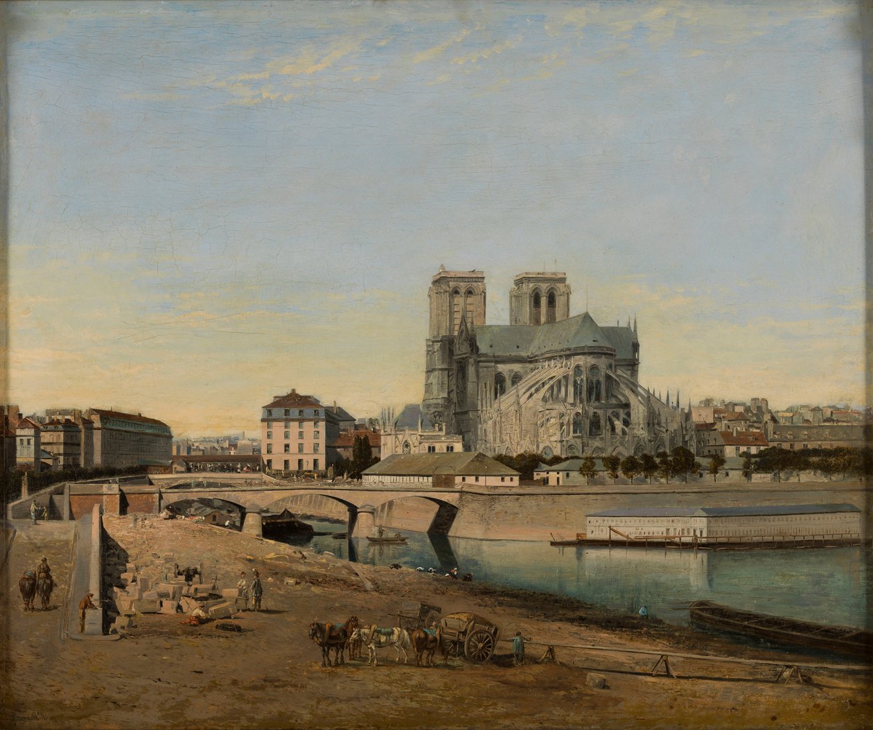 Apsis af Notre-Dame, set fra Quai de la Tournelle, 1860. af Emile Harrouart
