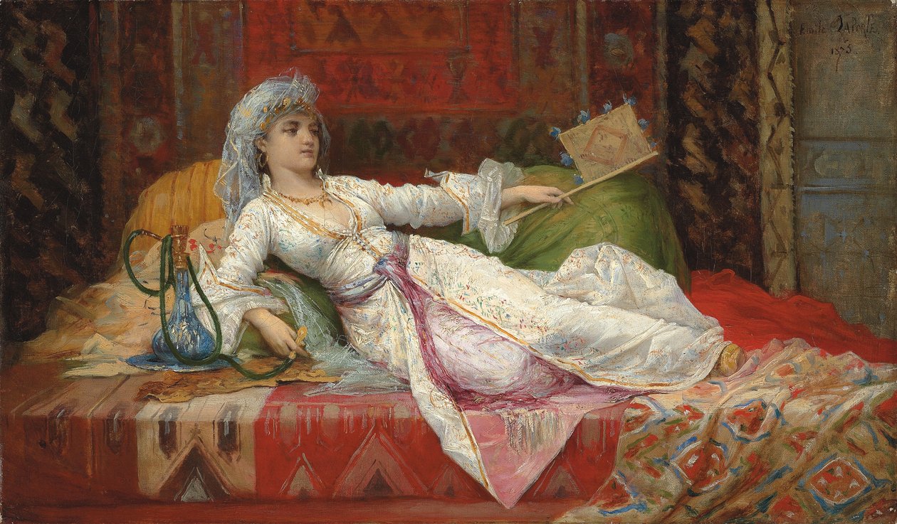 Tilbagelænet tyrkisk kvinde; Liggende tyrkisk kvinde, 1895 af Emile Henri La Porte