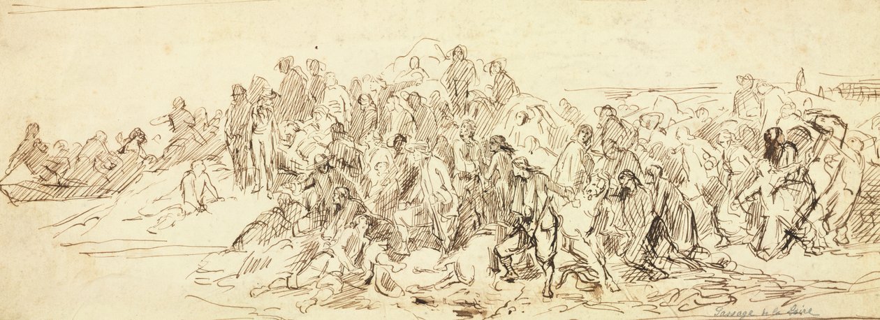 Krydsning af Loire i oktober 1793 (blæk på papir) af Emile Jean Horace Vernet
