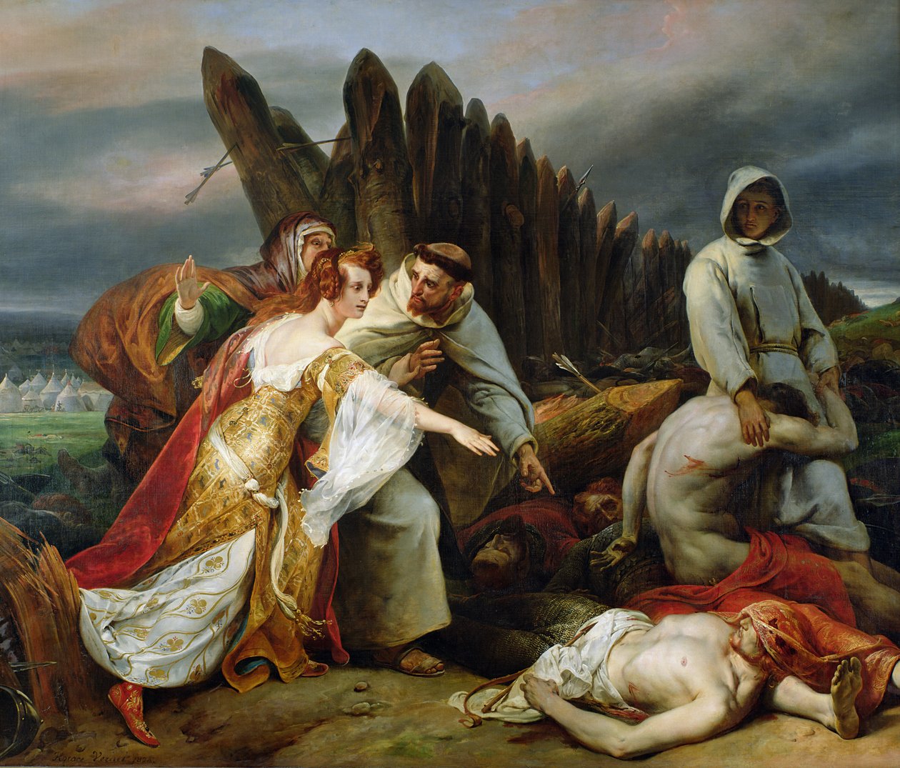 Edith finder liget af Harold, 1828 af Emile Jean Horace Vernet