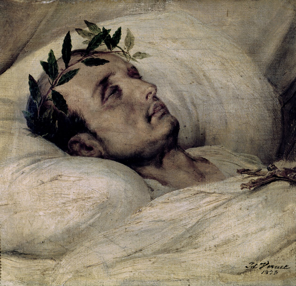 Napoleon I (1769-1821) på sit dødsleje af Emile Jean Horace Vernet