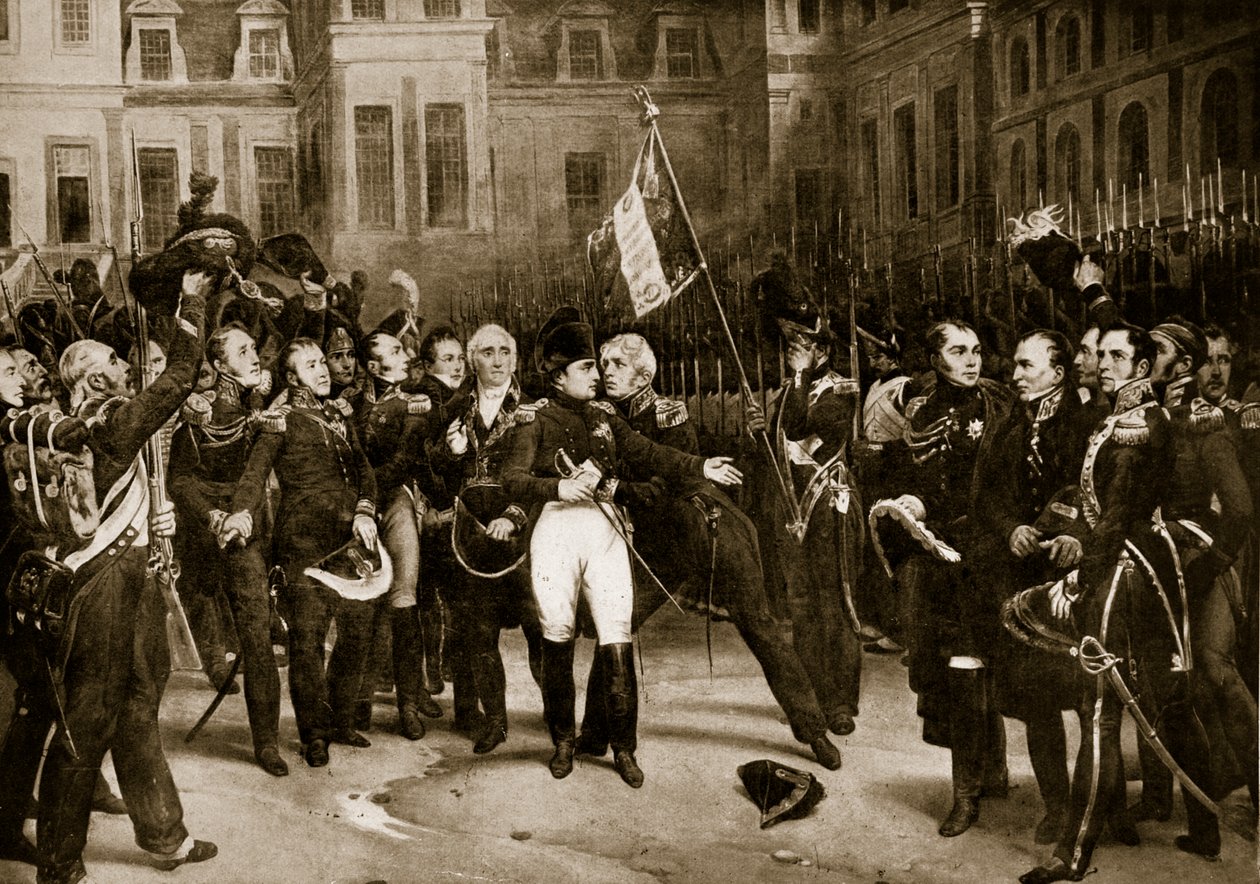 Napoleons farvel til sine generaler i Fontainbleau, 1814, illustration fra 