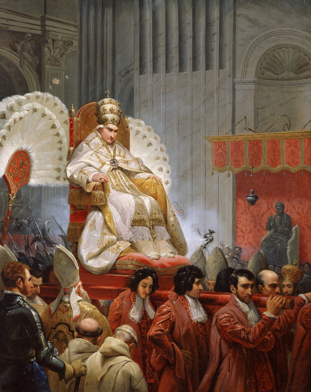 Pave Pius VIII (1761-1830) i St. Peters på Sedia Gestatoria (se også 240240) af Emile Jean Horace Vernet