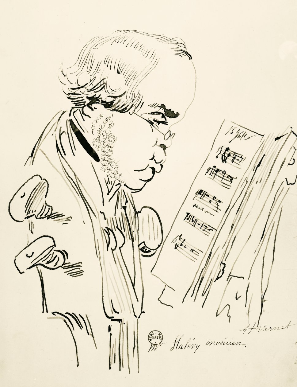 Portræt af Jacques Fromental Elie Levy, kendt som Halevy (Paris af Emile Jean Horace Vernet