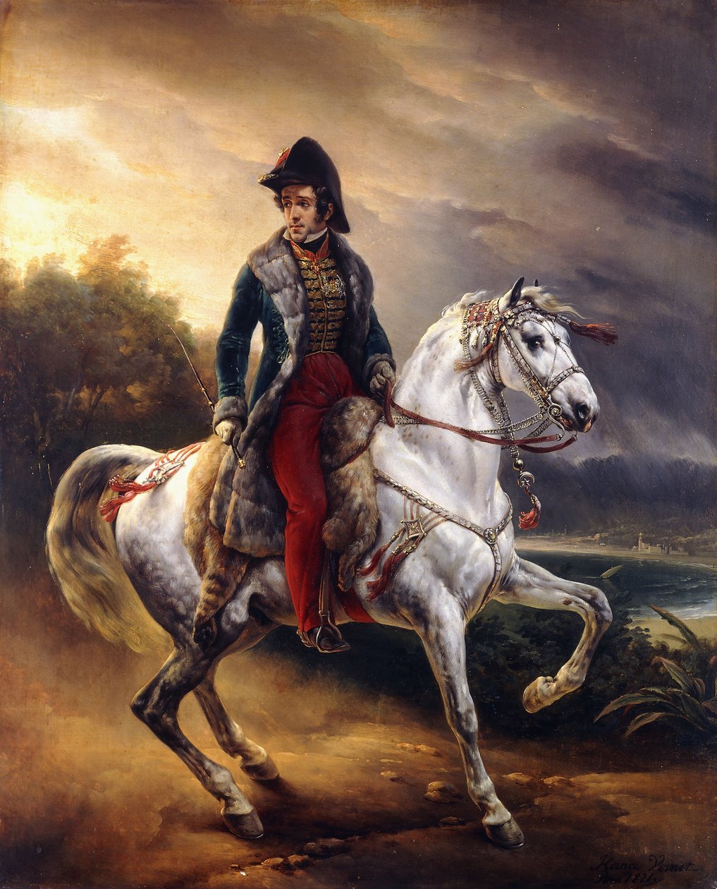 Portræt af Justo Machado y Salcedo, spansk konsul i Paris til hest, 1821 af Emile Jean Horace Vernet