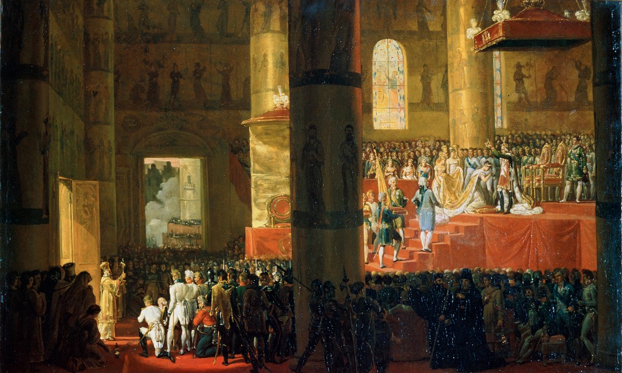 Kroningen af kejserinde Maria Feodorovna den 5. april 1797, det 19. århundrede. af Emile Jean Horace Vernet