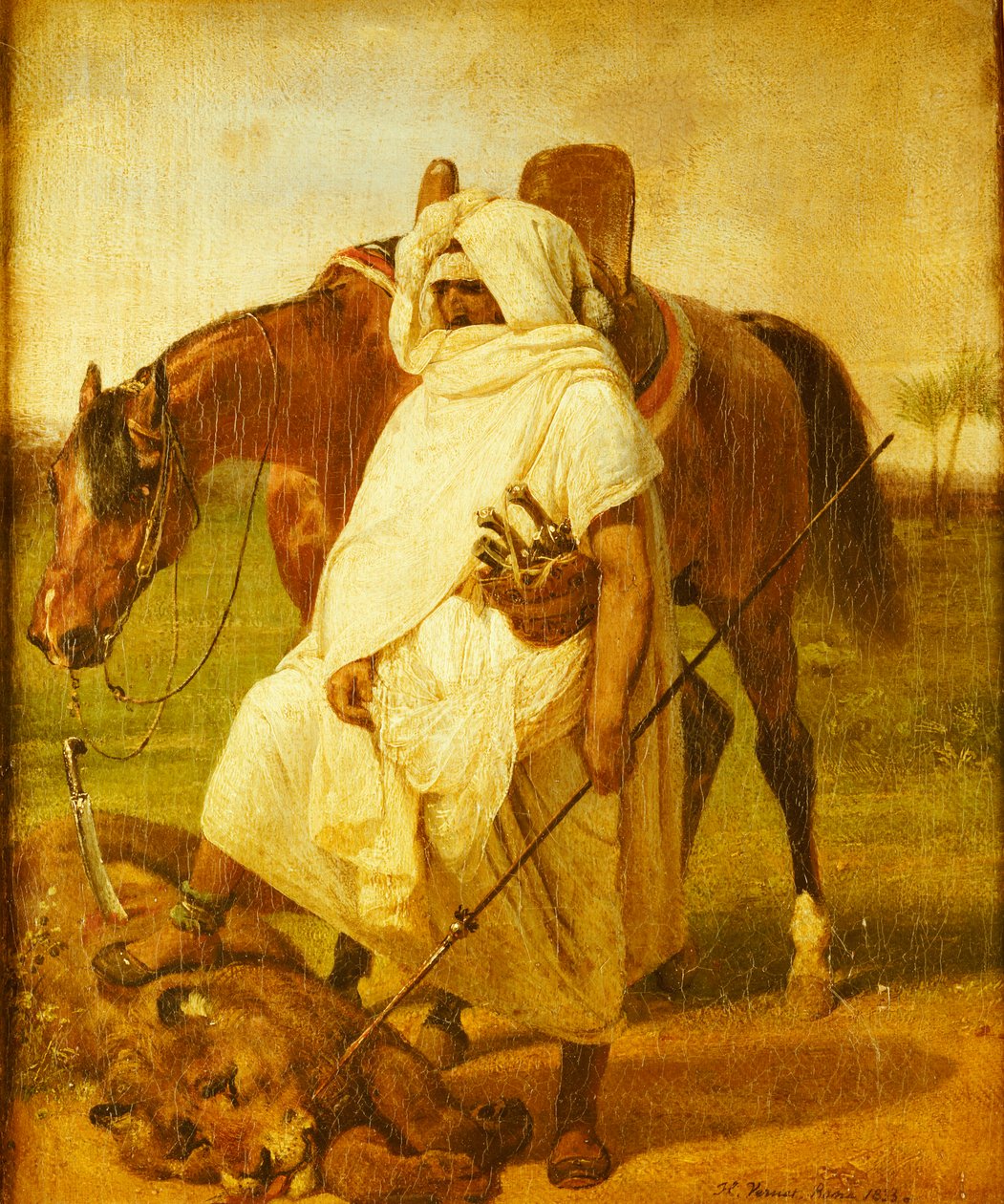 Løvejægeren, 1833 af Emile Jean Horace Vernet
