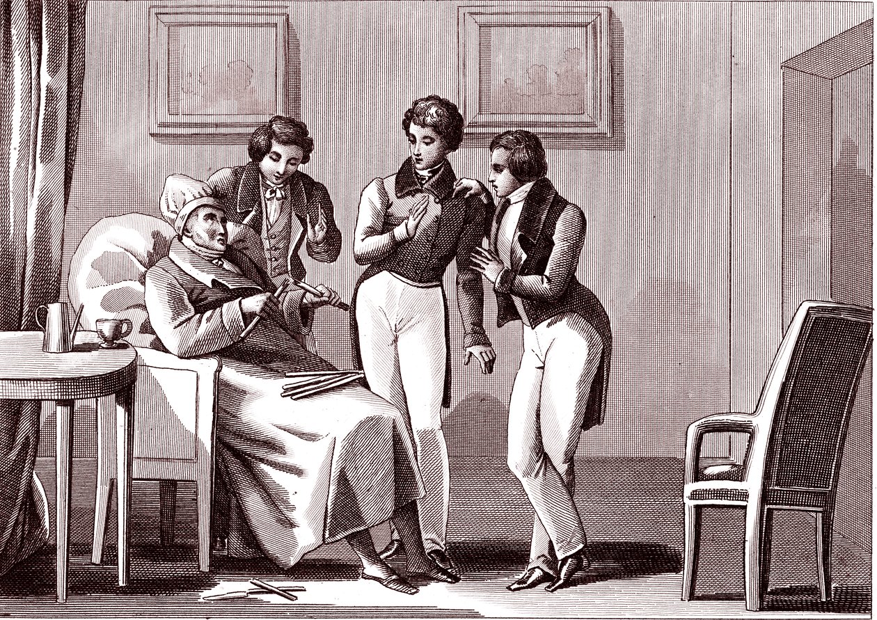 Den gamle mand og sønnerne.Fabel af La Fontaine af Emile Joseph Alexandre Gouget
