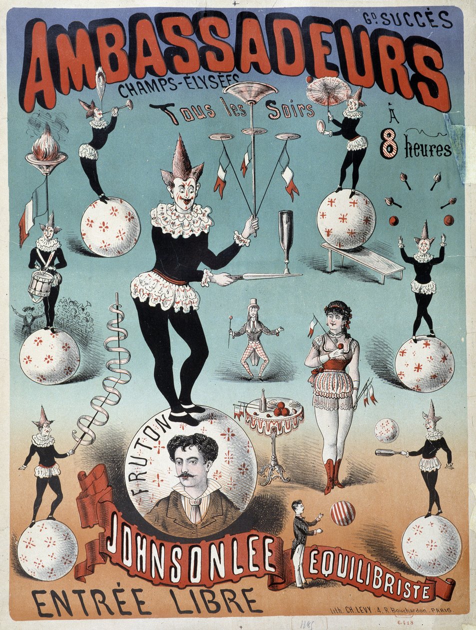 Johnsonlee, balancer, at the Ambassadors - Plakat af Lévy, slutningen af ​​det 19. århundrede af Emile Levy