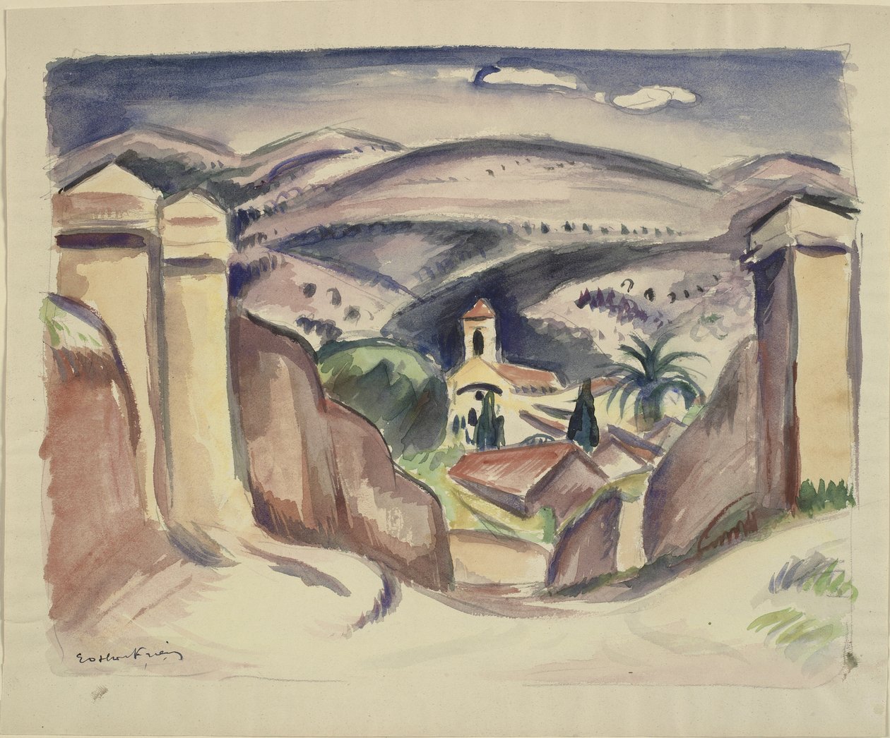 Indgangen til Cassis, også kaldet Kirketårnet i Cassis af Emile Othon Friesz