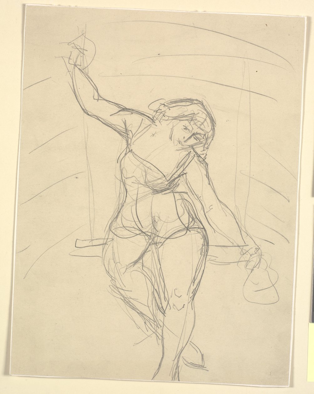 Kvindelig artist siddende på trapez af Emile Othon Friesz