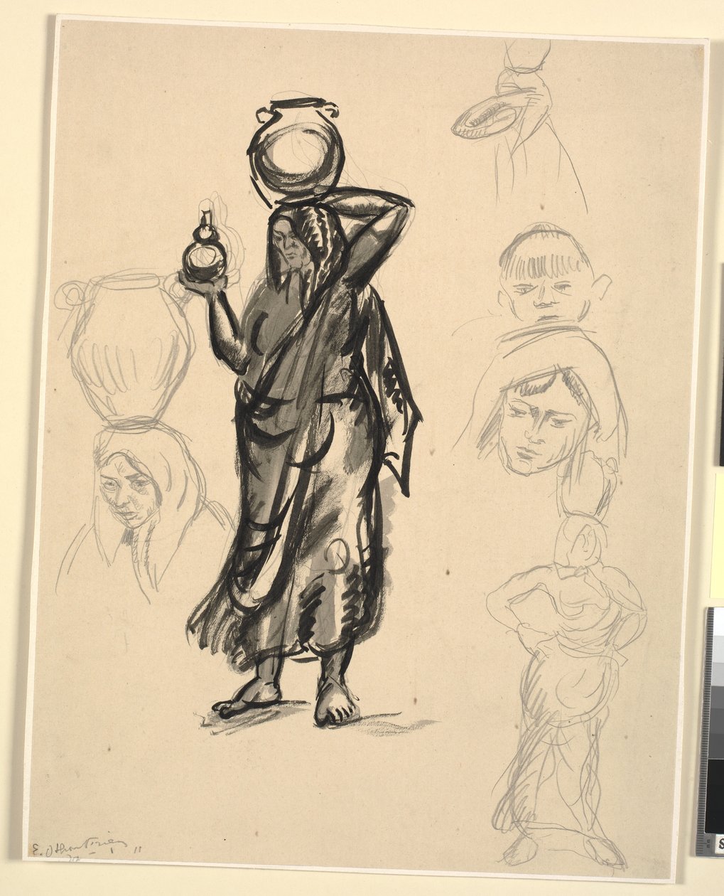 Studier af kvinde, der bærer vand. Portugal af Emile Othon Friesz