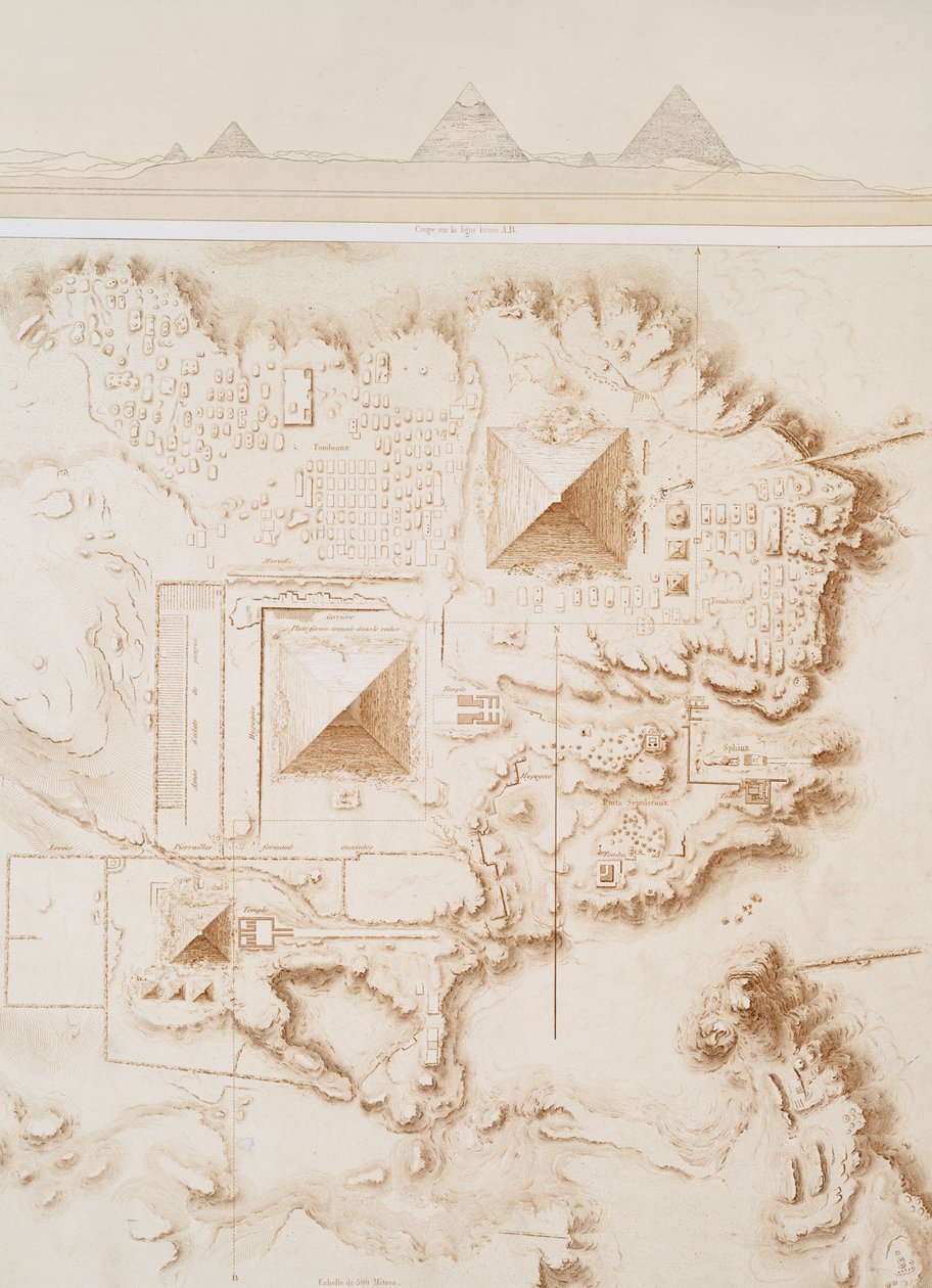 Plan over en del af Memphis nekropolis, Giza Plateau af Emile Prisse dAvennes