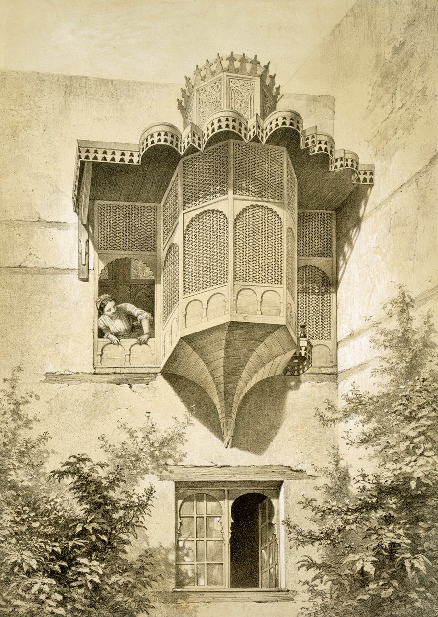 Kairo: Hus kaldet Beyt El-Emyr (lidt forfaldent), 1800-tallet af Emile Prisse d