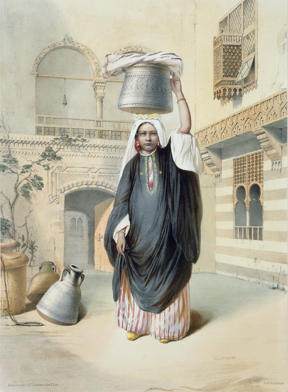 Ung arabisk pige vender tilbage fra Hammam i Kairo, illustration fra 