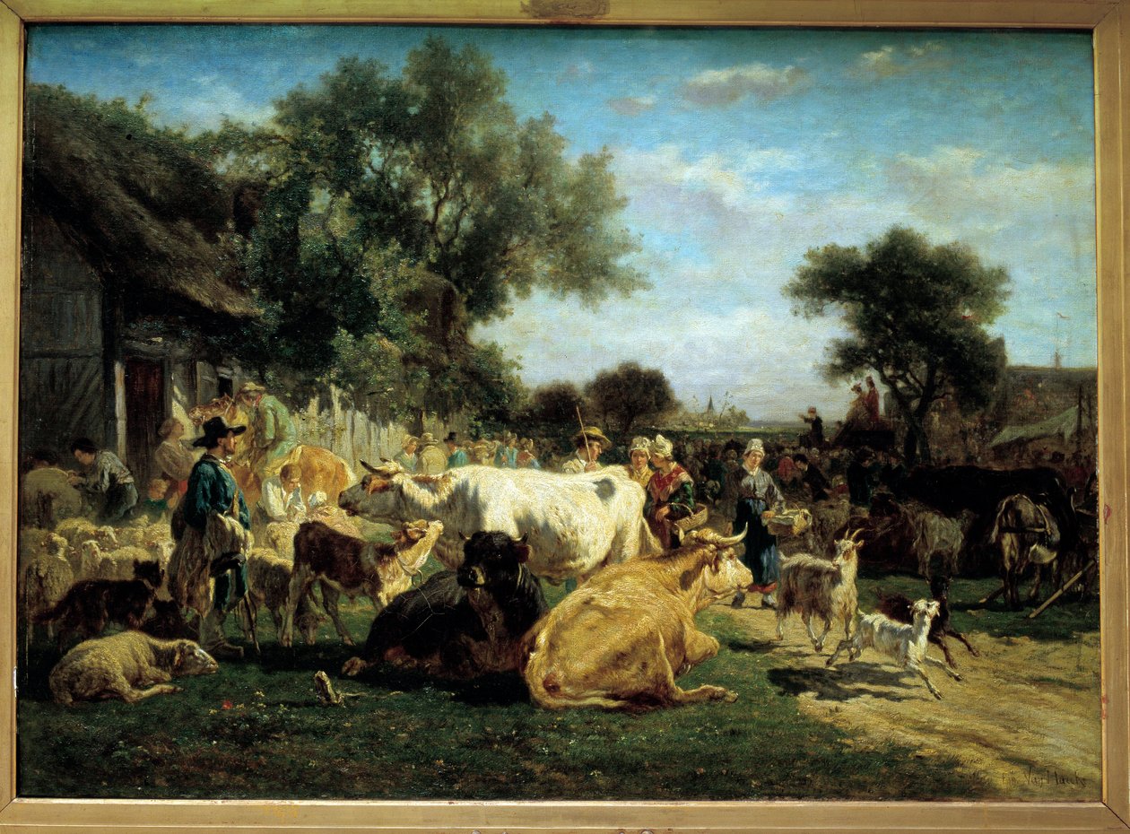 Village Fair Betailmessen. Maleri af Emile Van Marck (1827-1890) Clermont Ferrand fra det 19. århundrede (Clermont-Ferrand). Bargoin Museum af Emile van Marcke de Lummen