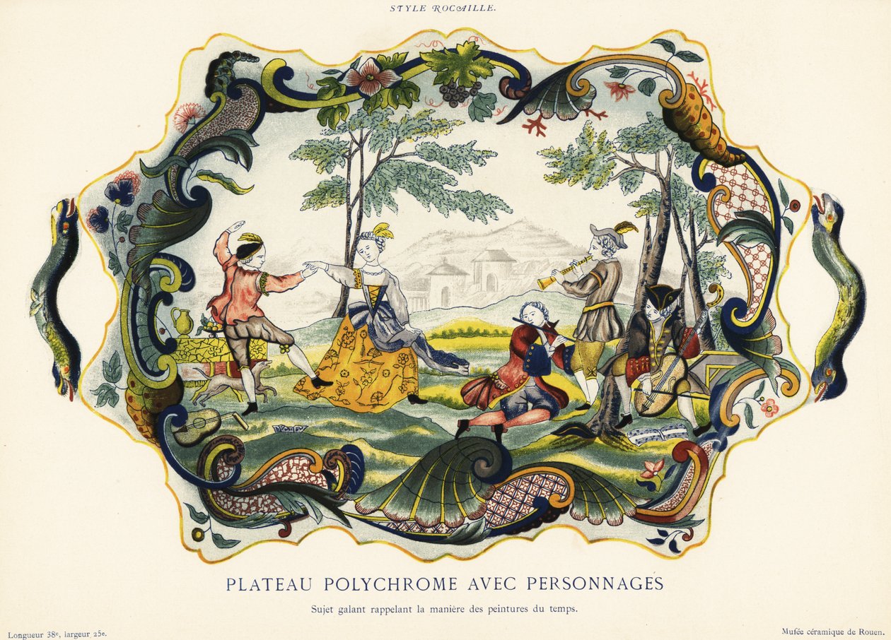 Fad med figurer i stenstilen, Rouen. ,1870 (kromolitografi) af Emilie Pottier
