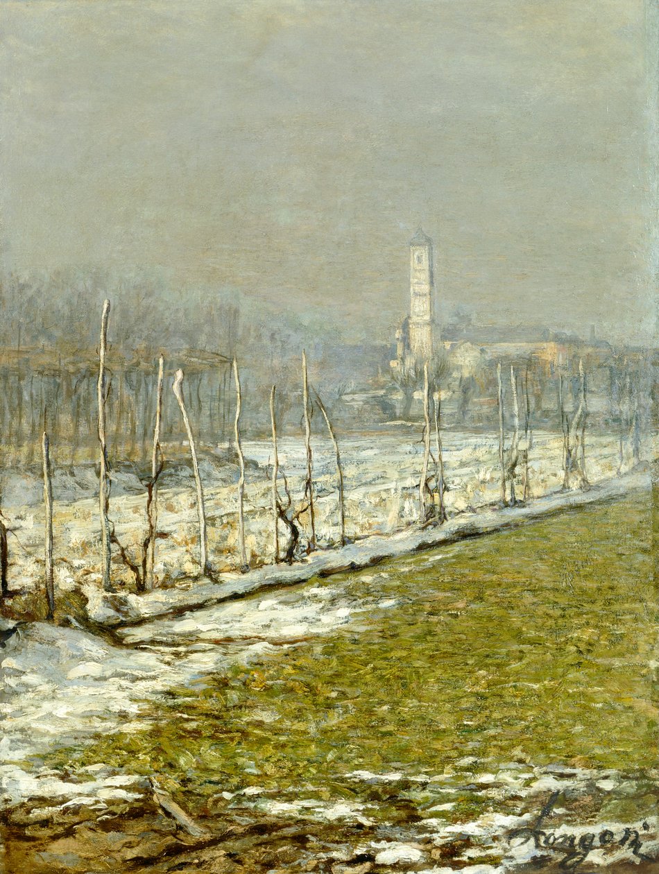 Landskab. Vintersol af Emilio Longoni