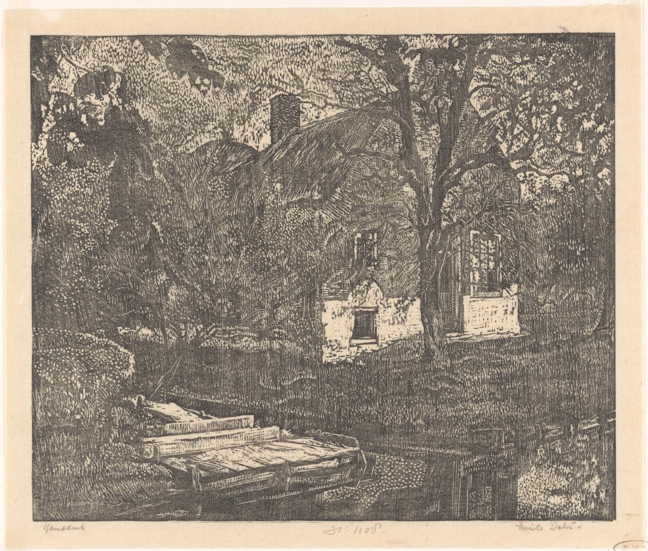 Gård på vandet af Emilius Wilhelmus Dehé (signed by artist)