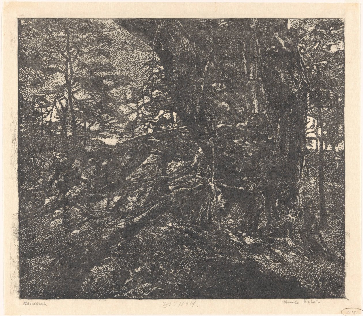 Træer på en klitkant mellem Egmond og Bergen af Emilius Wilhelmus Dehé (signed by artist)