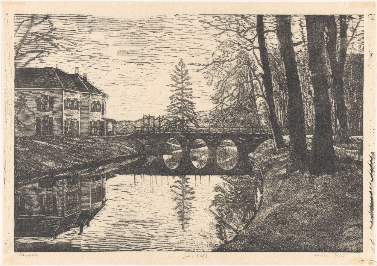 Gamle Hof i Bergen af Emilius Wilhelmus Dehé (signed by artist)