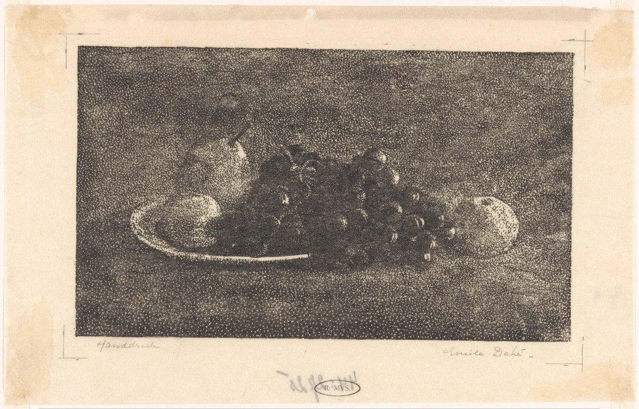 Skål med druer og andre frugter af Emilius Wilhelmus Dehé (signed by artist)