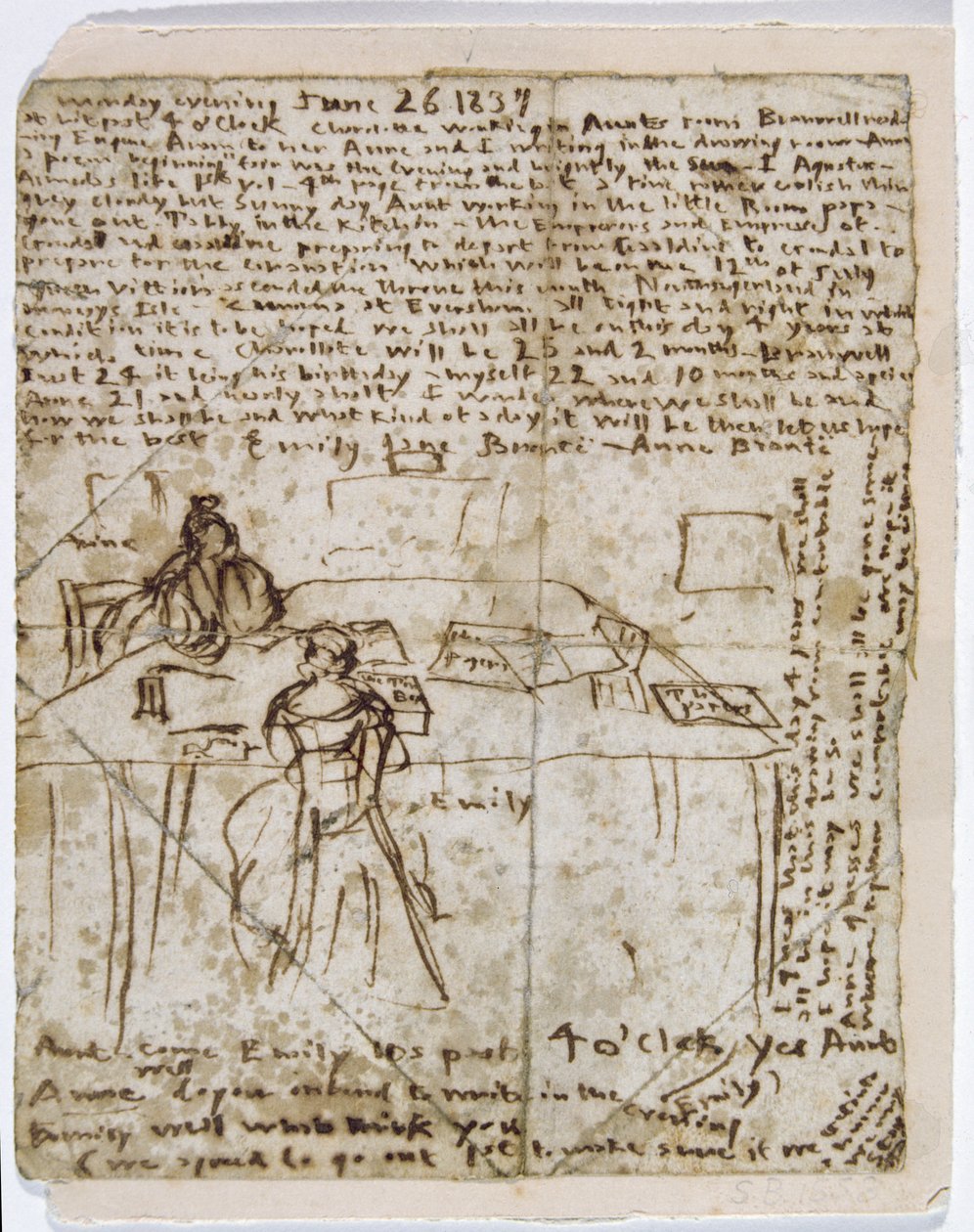 Dagbogspapir, 1837 (pen og blæk på papir) af Emily Bronte
