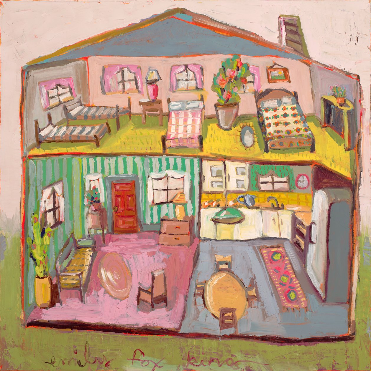 Dollhouse 17, 2020 (olie på lærred) af Emily Fox King