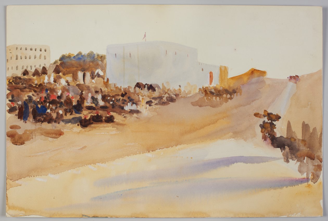 Tanger, ca. 1900. Blyant og akvarel af Emily Sargent
