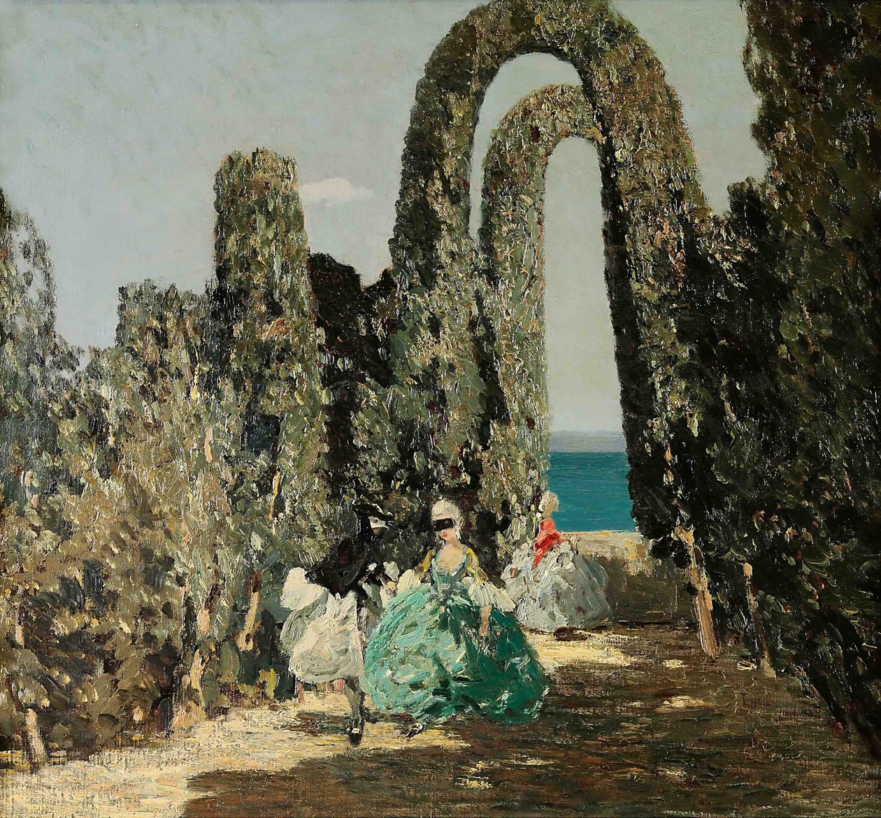 Maskerede damer, ca. 1909. af Emma Ciardi