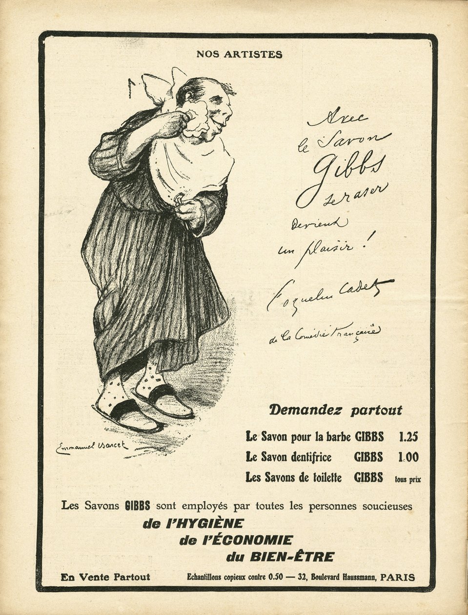 Illustration af Emmanuel Barcet (1870-1940) i Le Rire, 23/01/09 - Vores kunstnere - Reclamation Publicity, Hygiejne - Poppy Cadet af Emmanuel Barcet