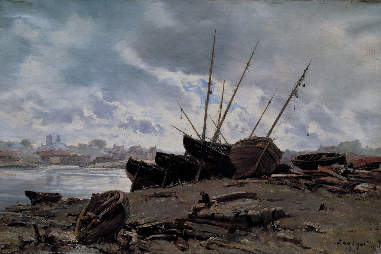 Både strandede ved Dieppe af Emmanuel Lansyer