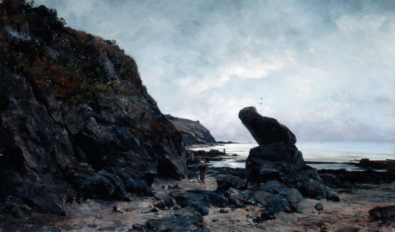 Ved klipperne ved lavvande, 1878 af Emmanuel Lansyer