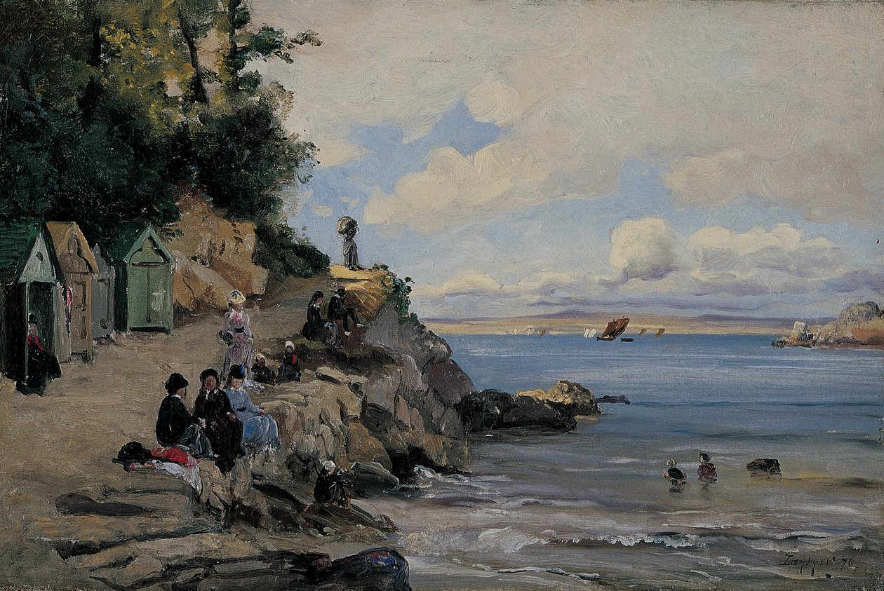 Damebad, Douarnenez, august 1876 (olie på lærred) af Emmanuel Lansyer
